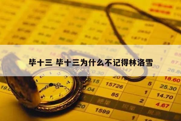 毕十三 毕十三为什么不记得林洛雪